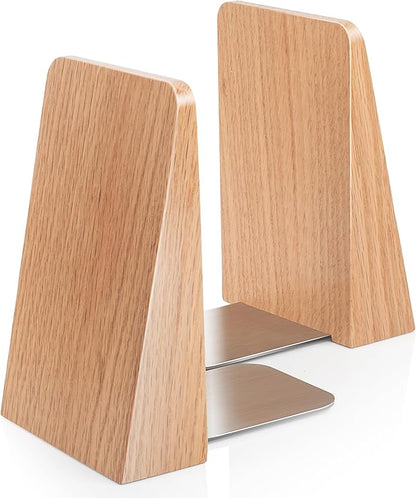 Red Oak Book Ends Heavy Duty Handmade Book Ends for Shelves Decorative Bookends to Hold Heavy Books (Red Oak Small)