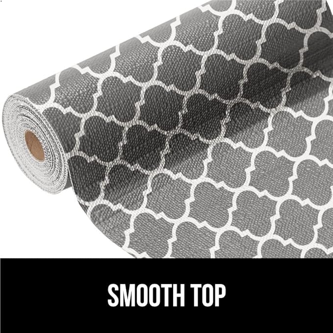 GORILLA GRIP Slip Resistant Drawer and Shelf Liner 2 Pack, Non Adhesive Water Resistant, Easy Clean and Trim, Smooth Surface Liners for Kitchen Cabinet Shelves Drawers Pantry 17.5IN x 20FT, White Gray