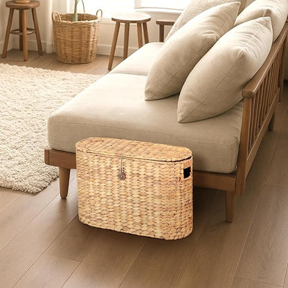 Toilet Papers Storage, Water Hyacinth Baskets with Lid, Water Hyacinth Toilets Paper Basket for Storage, Toilets Paper Holder Wicker Basket, Toilet Papers Organizer, Bathroom (with Lid Model 2)