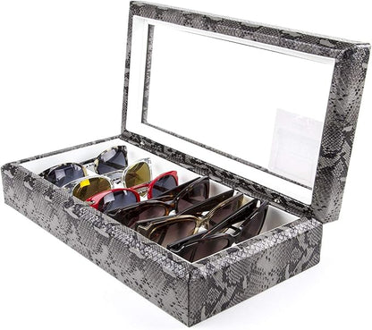 OYOBox Maxi Luxury Eyewear Organizer, Wood Box for Glasses + Sunglasses, Exotic Print Collection