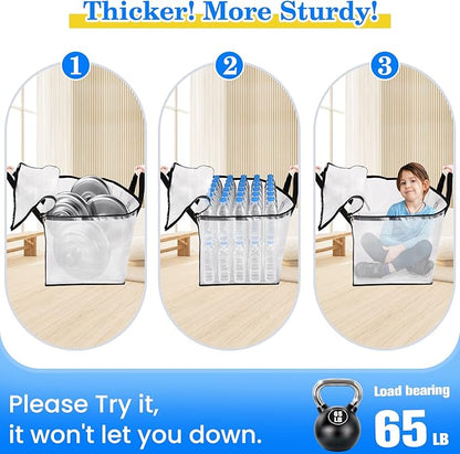BlissTotes 4-Pack Large Moving Bags with Backpack Straps & Strong Zippers, Heavy-Duty Storage Bags Moving Boxes for Space Saving, Dorms, Transport, 93L-25 Gallons, Clear