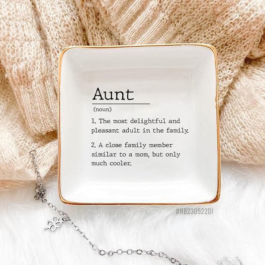 HatafaFurni Aunt Gift, Ring Dish, Jewelry Dish, Jewelry Storage, Mothers Day Gifts, Auntie Gift, Present For Auntie, Auntie Birthday Gift, Gift for Aunt From Niece and Nephew, Gift For Sister…