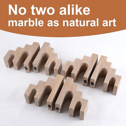 Natural Marble Book Ends for Shelves, Decorative Stone Bookends for Heavy Books, Aesthetic Castle Book Holder/Stopper for Chic Home, Office, or Library Decor, Ideal for Any Bookshelf, Set of 2