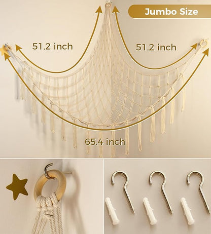 Stuffed Animal Storage Hammock Net - Toy Hammock Net for Stuffed Animals Corner - Hanging Stuff Animal Organizer Holder Large Size Baby Nursery Room Decor