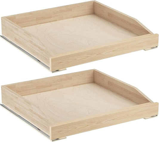 ROOMTEC Pull Out Cabinet Organizer with Soft Close, 22-1/2" W x 21" D, Pull Out Cabinet Drawer for Kitchen cabinets, Pull Out Cabinet Shelf, Finished, Bottom Assembly, 2PCS