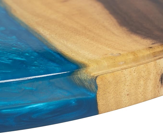Handmade Reversible 16" Wood and Epoxy Resin Lazy Susan, Turntable for Kitchen Countertop, Rotating Display Stand, Round Wooden Platter, Organizer and Storage for Dining Table (Aqua Fusion)