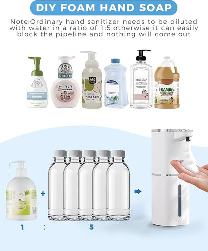 DODO MEKIA Automatic Foaming Soap Dispenser, 13.5oz/400mL, USB Rechargeable, 9-Adjustable Foam Levels, IPX5 Waterproof, Touchless & Wall/Tabletop Use for Kitchen Bathroom, White