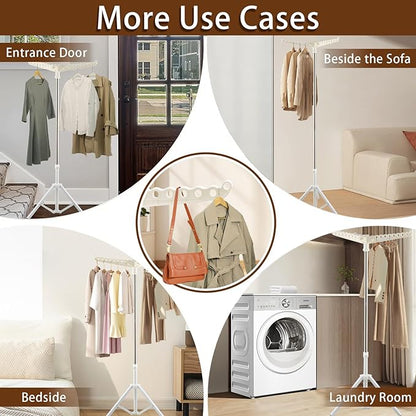Clothes Drying Rack,Dry Rack for Clothes 33-68 Inch Stainless Steel Heavy-Duty Tripod Base Space-Saving Collapsable 3 Rotatable Arms