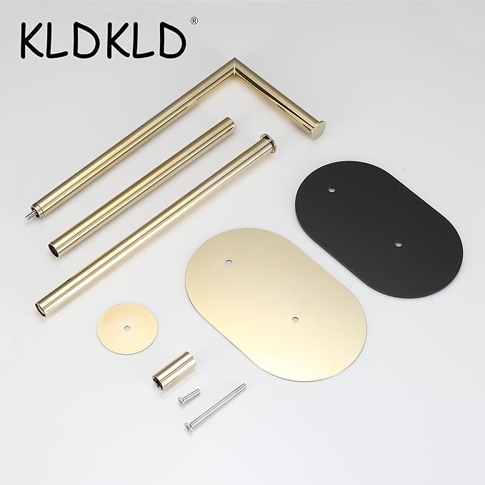 Gold Freestanding Toilet Paper Holder with Reserve for Bathroom with Weighted Base, Modern Tissue Roll Holder Stand