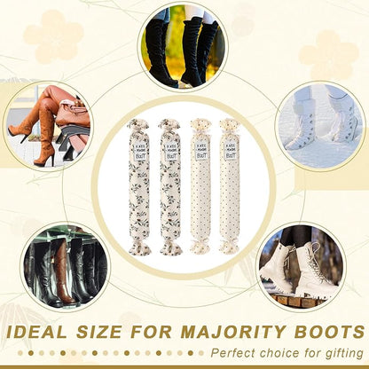 2 Pairs Boot Shaper Stands with 8 Labels Cotton Tall Boot Inserts for Closet Organization