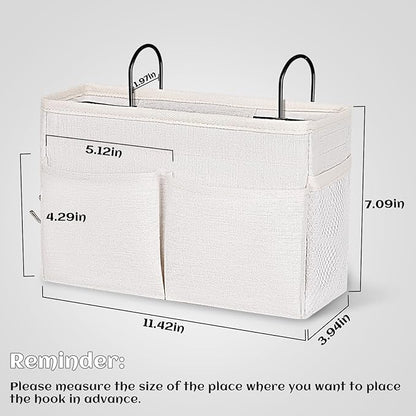 Retyion Bedside Hanging Storage Basket Headboards Bunk Beds Dorm Rooms Organizer Caddy for Storage (2Pack White)