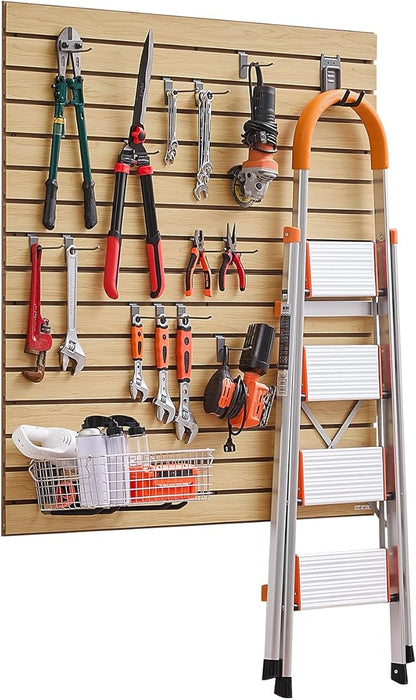 VEVOR Slat Wall Paneling, 4 x 4ft, MDF Garage Slatwall with Modular Design, Natural Slat Wall Easy-to-Install Adjustable Slatwall Panel with Coupling Structure & DIY Cutting, Fit for Storage & Display