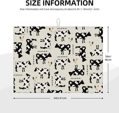 Cute Farm Cows Dish Drying Mat 18x24 For Kitchen Counter Absorbent Microfiber Dishes Pad Dish Drainer Rack Mats Fast Dry Kitchen Accessories