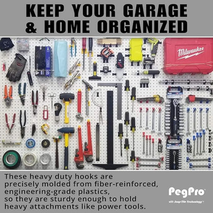PegPro™ 2" Straight Hooks for 1/4" Pegboards - Secure Plastic Hooks for Your Wall Organizer - for Craft Storage, Garage, Kitchen, Tools and More (24 ct., Blue)