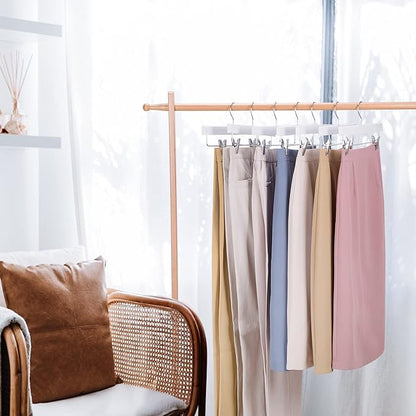 Nature Smile Deluxe Wooden Pants Hangers Solid Wood Bottom Jeans Hanger Skirt Hanger with 2-Adjustable Clips Pack of 20 (White)