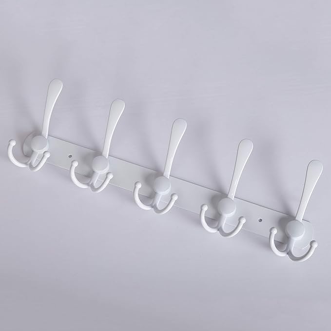 WEBI Coat Rack Wall Mount,Coat Hooks Wall Mounted,Coat Hanger Wall,Hook Rack Rail,Wall Coat Rack with Hooks for Hanging Jacket,Clothes,White