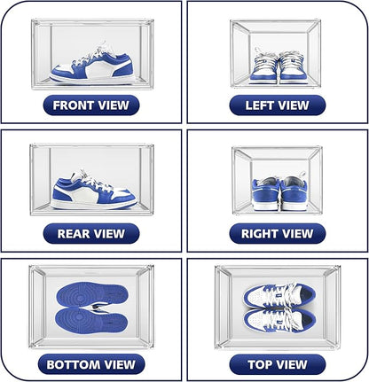 EZJOB 12 Pack Acrylic Clear Shoe Storage Boxes Size 12, Transparent Display Case for Sneaker Collections, Baseball Caps, Hat Organizer Dust-free Shoe Cubbies Stackable Sneaker Boxes