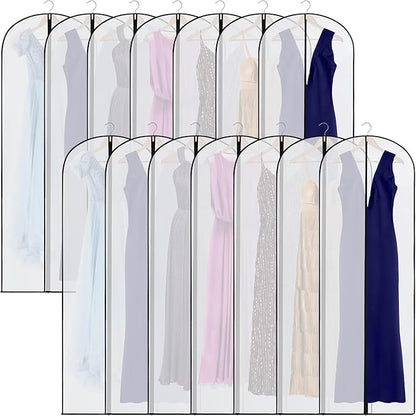 Amylove 20 Pcs 72/60/40 Inch Clear Garment Bags for Hanging Clothes, Dress, Gown, Coat & Suit Storage Bags with Zipper - Dustproof Cover for Closet Clothes Storage Travel(24 x 72 Inch)