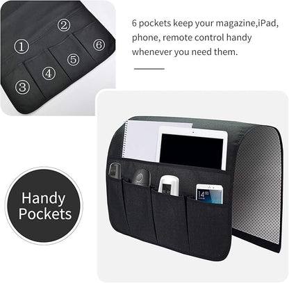 SYSOV Sofa Armrest Organizer, Remote Control Holder for Recliner Couch, Arm Chair Caddy with 6 Pockets for Magazine, Tablet, Phone, iPad