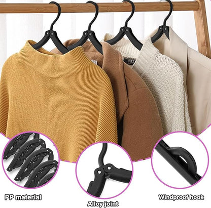 24 PCS Travel Hangers,Portable Folding Clothes Hangers,Clothes Hangers with Clotheslines,Foldable Clothes Drying Rack for Travel,Plastic Foldable Non Slip Clothing Hangers