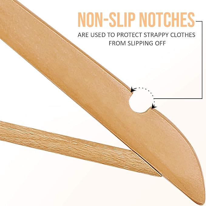 Utopia Home Premium Wooden Hangers 20 Pack - Heavy Duty & Durable Coat Hanger - Wood Hanger with 360-Degree Rotatable Hook - Clothes Hangers with Non-Slip Shoulder Notches For Shirts & Coats (Natural)