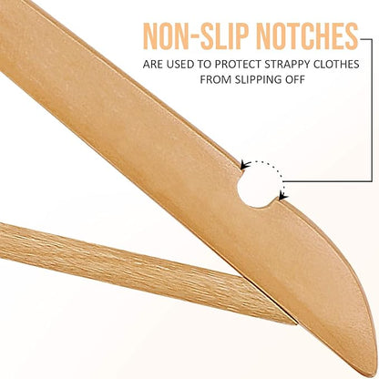 Utopia Home Premium Wooden Hangers 20 Pack - Heavy Duty & Durable Coat Hanger - Wood Hanger with 360-Degree Rotatable Hook - Clothes Hangers with Non-Slip Shoulder Notches For Shirts & Coats (Natural)