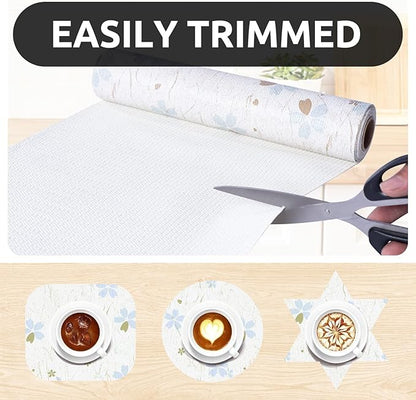 RAY STAR 18X96 Inch Shelf Liner for Kitchen Cabinets, Non-Adhesive Cabinet Liner Washable, PVC Drawer Liner for Dresser Non-Slip Bathroom (Floral)(9 Roll)