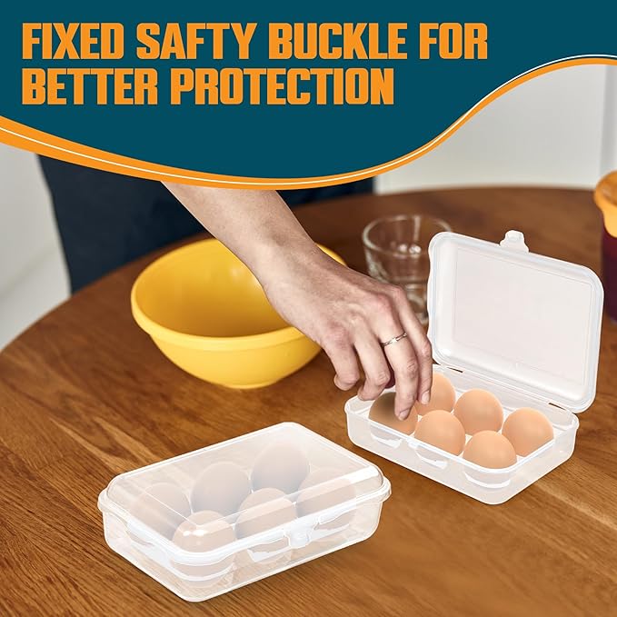 ZPU Egg Holder Camping, 2Pcs 6 Grid Egg Container, Plastic Egg Carrier for Camping Picnic Travel Outdoor Refrigerator Kitchen, Protective Egg Storage Case, Silver Grey