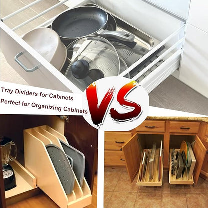 Wooden Tray Dividers for Kitchen Cabinet, 15.5" H x12" W x22.5" D, Cabinet Tray Dividers, for Cookie Sheets, Cutting Board, Baking Trays, Racks Lids, Pans, for Organizing Cabinets, 5 Years Warranty