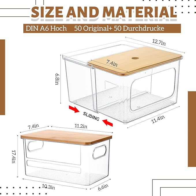 Remerry 2 Pcs Trash Bag Dispenser Holder, 2 in 1 Clear Acrylic Plastic Garbage Bags Container with Bamboo Lid Large Organizer Under Sink Storage Box for Kitchen Laundry Room Pantry Organization