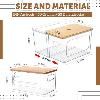 Remerry 2 Pcs Trash Bag Dispenser Holder, 2 in 1 Clear Acrylic Plastic Garbage Bags Container with Bamboo Lid Large Organizer Under Sink Storage Box for Kitchen Laundry Room Pantry Organization
