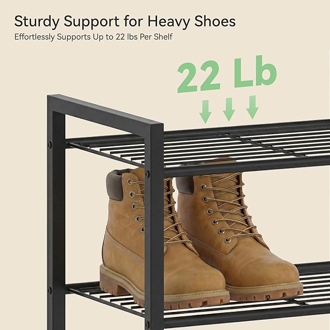 Narrow Shoe Rack, 8-Tier Metal Shoe Organizer,Tall Shoe Shelf with Anti-Tip Strap, Max Holds 18 Pairs,Space Saving for Closet,Entryway,Black