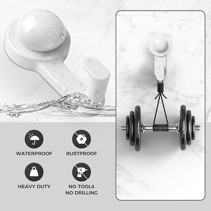 WingWider Shower Hooks for Inside Shower,No-Drill Removable&Reusable Towel Hooks for Bathroom,Heavy Duty Suction Cup Hooks for Glass Window,2 Pack(White)