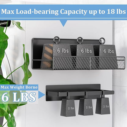 Widen Magnetic Laundry Organizer: Strong Adsorption Magnetic Baskets with Hanger Organizer, Rust Proof Magnetic Shelf for Washing Machine, Heavy Duty Magnetic Spice Rack for Refrigerator(Black)