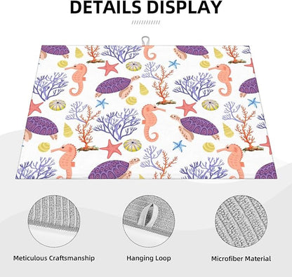 Purple Beach Sea Turtle Dish Drying Mat 18x24 For Kitchen Counter Absorbent Microfiber Dishes Pad Dish Drainer Rack Mats Fast Dry Kitchen Accessories
