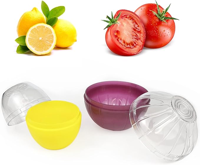 Magicaleast 2PCS Fruit and Vegetable Shaped Savers Onion and Lemon Storage Containers for Fridge Vegetable Crisper Makes Food Stays Fresh Longer