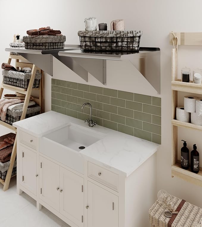 AmGood 24" Long X 24" Deep Stainless Steel Wall Shelf | NSF | Appliance & Equipment Metal Shelving | Kitchen, Restaurant, Garage, Laundry, Utility Room