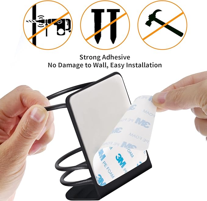 Tiilan Toothbrush Holder Wall Mounted, Bathroom Storage Stand for Razor, Toothpaste - Self Adhesive, Stainless Steel, Black