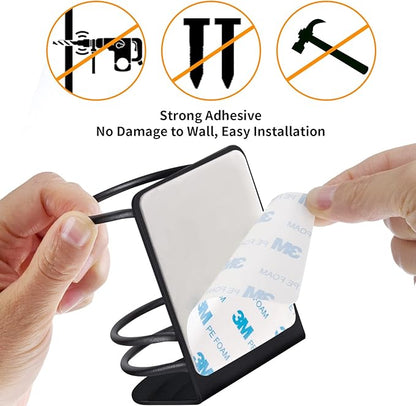 Tiilan Toothbrush Holder Wall Mounted, Bathroom Storage Stand for Razor, Toothpaste - Self Adhesive, Stainless Steel, Black