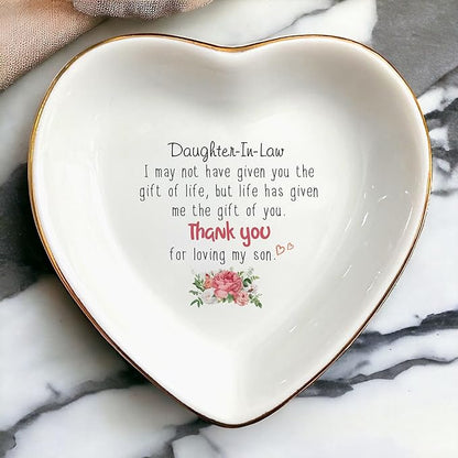 Thank You For Loving My Son Ring Dish Gift-Daughter In Law Gifts From Mother In Law-Ring Trinket Dish Jewelry Tray From Mother-in-law-Memorable Birthday,Wedding,Engagement,Christmas,Thanksgiving