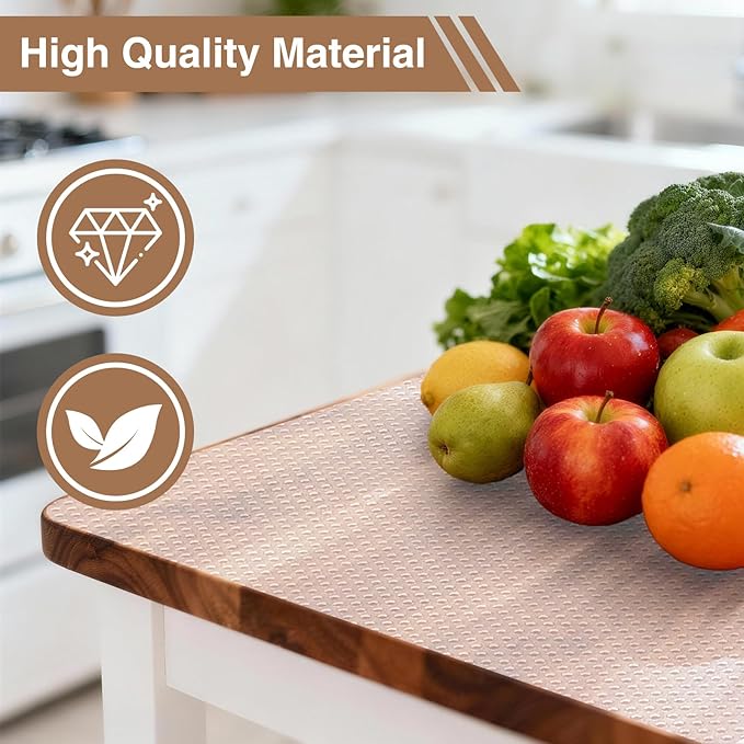 Shelf Liners, 12'' X 10ft Kitchen Drawer Mats, Non-Slip & Non-Adhesive EVA Cabinet Liner Shelf Paper for Dresser Pantry Bathroom Cabinet Lining Refrigerator Liner (Clear Dot)