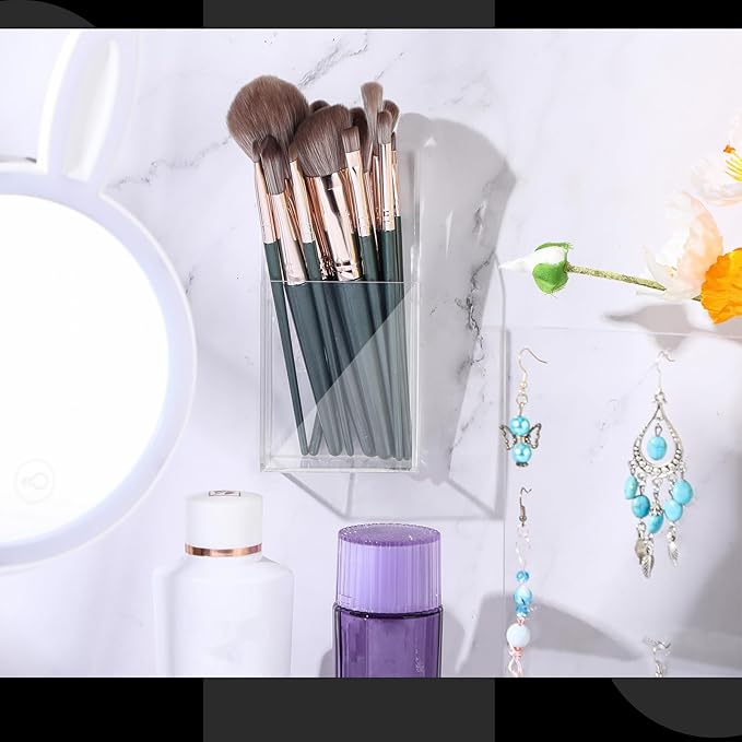 4 Pieces Acrylic Remote Control Holder Clear Wall Mount Media Organizer Single Compartment Pen Holder for Wall Pencil Holder TV Remote Holder Wall Mount Storage Box for File Makeup Marker Brush Phone