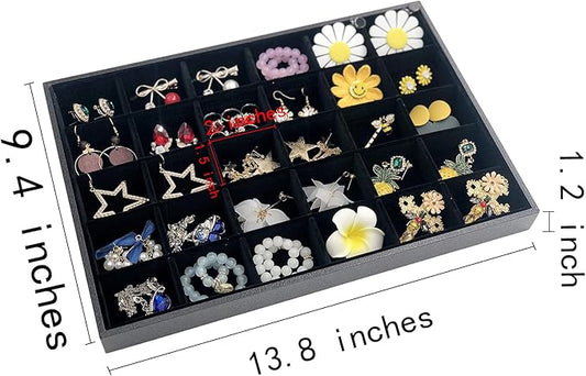 Stratalife Jewelry Organizer Drawer Tray Stackable Jewelry Organizer Removable Jewelry Storage Display Holder Case Drawer Inserts for Jewelry Rings Earring (30 Grid)