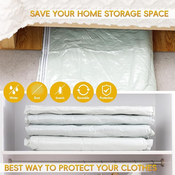 MoJoTools Large Vacuum Storage Bags with Electric Pump – 10 Pack（56×80 cm / 22×31.5 in) Space Saver Bags for Bedding, Comforters, Blankets, Clothes, Pillows, Jackets, Coats – Home Organization