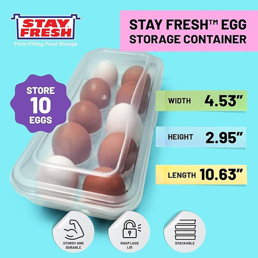 Kitchen Discovery Egg Storage Container for Refrigerator Stackable Clear Egg Container for Refrigerator Protects Against Breakage–Egg Holder for Camping, Hardboiled Egg Container Stores 10 Eggs