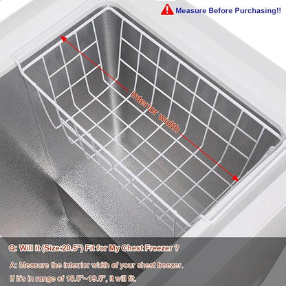 Chest Freezer Baskets 20.5 Inch, Chest Freezer Organizer Bins Metal Wire Storage Baskets with Hanging Handles for Deep Freezer, Set of 2