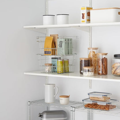TRINITY 2-Pack Stackable Metal Wire Storage Baskets With Handles, EcoStorage Chrome, 14 Inches