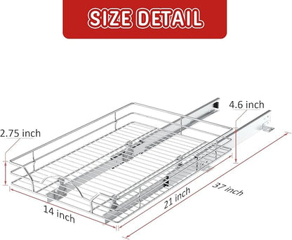 LOVMOR Pull Out Cabinet Organizer and Storage 14" W x 21" D, Slide Out Shelves for Kitchen Cabinets