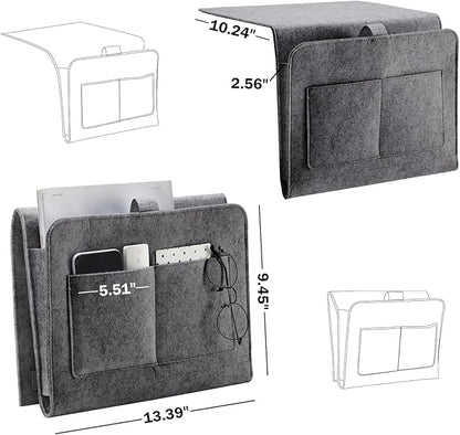 YOUDENOVA Bedside Caddy, Bedside Organizer for Dorm Room, Bunk Bed, Grey