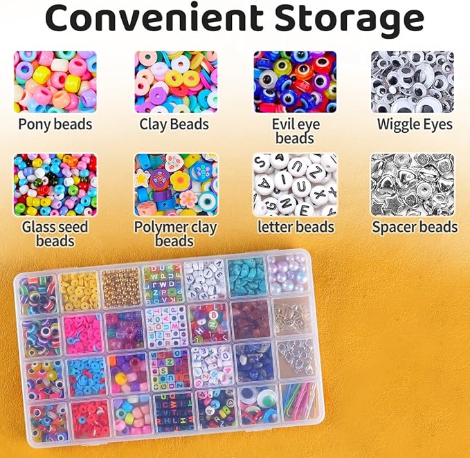 Eppingwin 28 Grids Bead Organizer, Craft Organizers and Storage, Acrylic Organizers, plastic Bead Organizer Box for Crafts Organizing Storing (2 Pack)